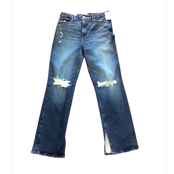 NWT🌟Good American Women’s Distressed Blue Jeans GFD150B Sz14/32 Classic comfort - Picture 2 of 15